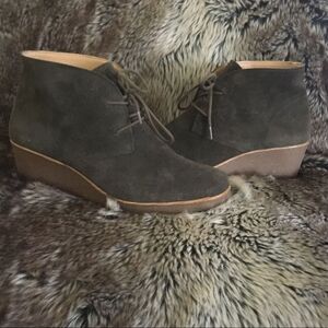 Lucky Brand Leather Suede Wedge Booties